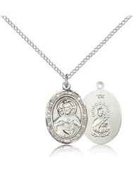.925 Sterling Silver Scapular Medal Pendant 3/4 x 1/2 Inches -8098- Comes with a .925 Sterling Silver Lite Curb Chain Neckace And a Black velvet Box