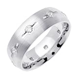 Beverly Diamonds Mens 14K WHITE GOLD DIAMOND WEDDING BAND RING Round-Shape