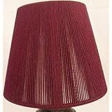 28, NEW, BURGUNDY, CHANDELIER, or, CANDLE LIGHTS, CLIP-ON, LAMP SHADES, that, fit, CANDELABRA BULBS, NEW, HEAVY DUTY, LAMP SHADE, with, DARK WINE, DOUBLED, FABRIC, CORD, with a, WHITE LINING, for, UPDATING YOUR HOME, LIGHT, DARK RED, SHADE, is 3" ACROSS TOP X 5" at BOTTOM X 4" TALL, LIGHT SHADES, UPC609722846646
