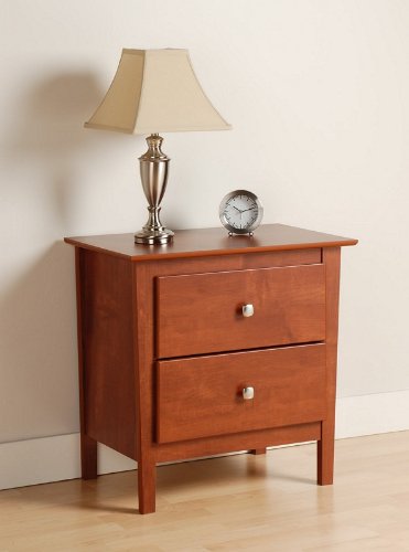 Nightstand with Two Storage Drawers in Cherry Finish