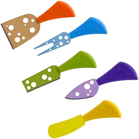 Flatware Set/Cheese Knife,Yummy Sam Multi-colored Cheese Knives,5-Pieces Stainless Steal Cheese Cutter to Hold,Cut,Slice,Carve Different Kind of Cheese---Set of 5