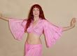 Pink Bra Front Cotton choli/Blouse with Silk Sleeves