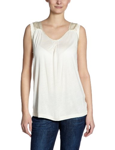 TOM TAILOR Denim Damen T-Shirt, 10231390071/fabric-mix shirt, Gr. 34 (XS), Beige (8047) Preisvergleich