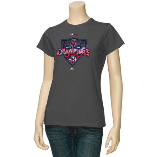 Majestic Los Angeles Angels of Anaheim Ladies Charcoal 2009 Division Champs T-shirt (Small)