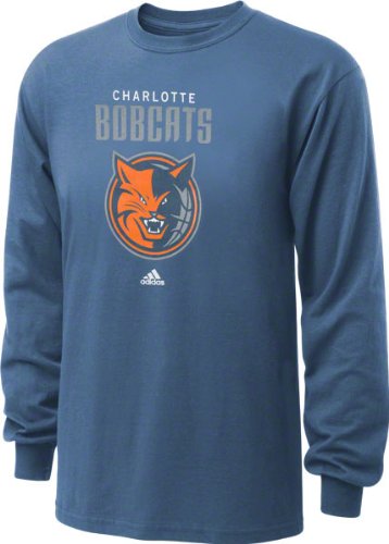 adidas Charlotte Bobcats Blue Primary Logo Long Sleeve T-shirt (Medium)