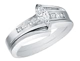 Diamond Marquise Engagement Ring & Wedding Band Set 5/8 Carat (ctw) in 14K White Gold