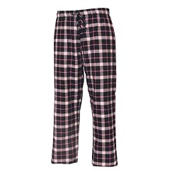 Black and Pink tartan plaid check flannel cotton pants for lounging, sleep, sports. Unisex relaxed fit, exposed elastic waist