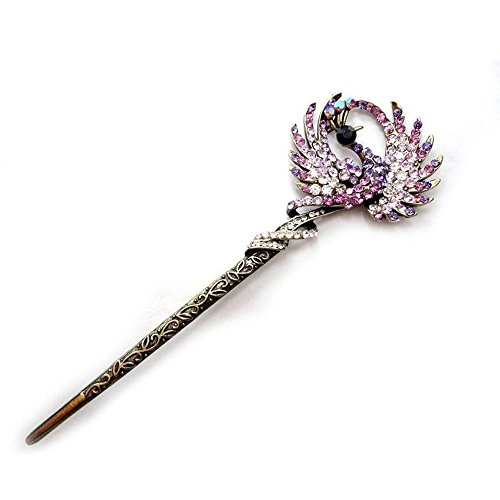Antique Style Hair Jewelry, Peacock Hamdmade Diamond Hairpin YHQ741