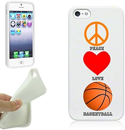 Basketball iPhone 5S Case By NickyPrints(TM) - Peace Love Basketball Quote Girls Teens UNIQUE Designer Gloss Candy TPU Flexible Slim Case for iPhone 5 5S
