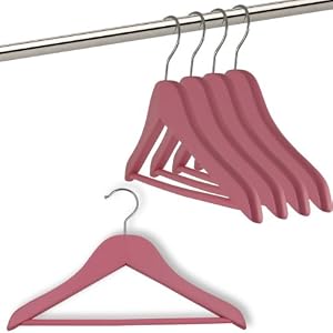 10 pink wooden coat hangers for children & infants' clothes 32cm