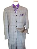 Steve Harvey Code Red Black/White with Purple Windaowpanes Super 120's Wool Wideleg Suit By Zanetti