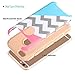 iPhone 6 Case,UUlike[2in1] Heavy Duty Hybrid Hard Case for Apple iPhone 6 6S 6G 6th (4.7inch) Generation-Powder Blue Mint Teal and Coral Pink Split Chevron Design Cover (Gold Silicone Shell)