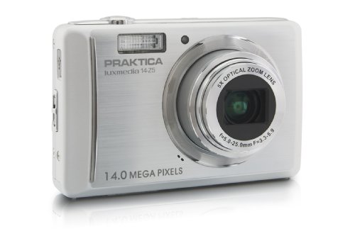 Praktica Luxmedia 14-Z5 Digitalkamera (14 Megapixel 5-fach opt. Zoom (KB 28-140mm) 6,9 cm (2,7 Zoll) Display) silber inkl. Tasche