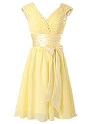 V-neck Chiffon Cocktail Short Lace-Up  Ruched Homecoming Dress/Prom Dress/Party Dress  With Ruffles