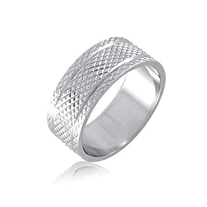 Men's Stainless Steel Diamond Cut Center Band Ring
