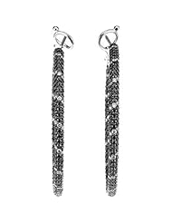 14K White Gold Black and White Diamond Hoop Earrings - 2.75 Ct. -- LIFETIME WARRANTY