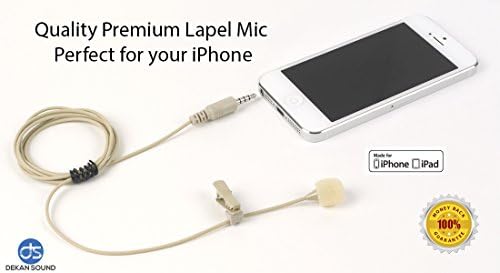 The Most Discreet Lapel Microphone Yet! Deluxe Pro Mic for iphone ipad and Macbook. Unique Beige Color. Great Gift Idea.