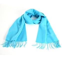 New Softer Than Cashmere Solid Color Long Fringe Scarf Shawl Wrap 72x12 Turquoise Blue