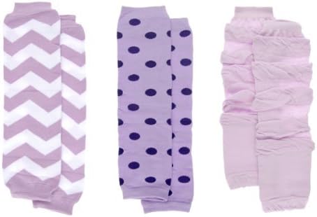 Baby Girl Leg Warmers Set - Purple Chevron and Polka Dot Set of 3