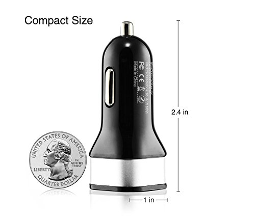 Scable (TM) 3ft 8 Pin Lightning to USB Sync & Charging Cable Cord with 3.1A 15W Dual Port High Speed USB Car Charger(Black)