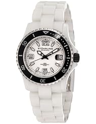 Stuhrling Original Womens 272.11EP3 Leisure Ceramic Belladonna Swiss Quartz Professional Diver Two-Tone Ceramic Watch