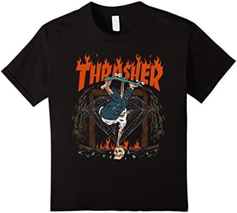 Kids Thrasher Shirt, Skateboard T Shirt, Thrasher T-Shirt 6 Black