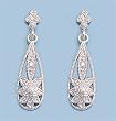 Sterling Silver CZ Earrings - Size: 30mm