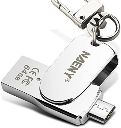 Naeny OTG Dual USB Flash Drive U-Disk 64GB for Android Cell Phones, Car DVD Players, PCs Original A+ Chip,Key Chain Included