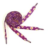 【全3色】靴ひも フラワー　菊柄靴紐  パープル　靴レース 115～120cm  1足組(2本入り)  シューレース  Shoelace(7094-3)