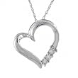 10k White, Yellow, or Rose Gold Diamond 3-Stone Heart Pendant (1/10 cttw, I-J Color, I2-I3 Clarity)