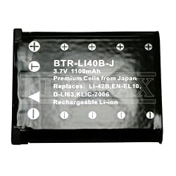 1100mAh LI-40B / EN-EL10 Battery for Olympus Stylus 700, 710, 720SW, 725SW, 730, 740, 750, 760, 770SW, 780, 790SW, 820, 830, 840, 850SW, 1200, FE-240, FE-250, FE-280, FE-290, FE-300, FE-340, FE-350; Nikon Coolpix S200, S210, S500, S510, S520, S600