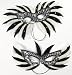 One Black & White Plastic Mardi Gras Silver Feather Masks