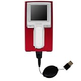 Retractable USB Cable for the iRiver H10 5GB with Power Hot Sync and Charge capabilities - Gomadic Brand w/ TipExchange Technology