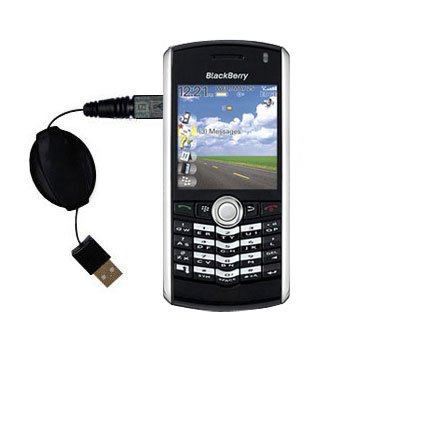Retractable USB Cable for the Blackberry Pearl 2 with Power Hot Sync and Charge capabilities - uses Gomadic TipExchange Technology