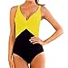 LAPAYA Women's Bathing Suits Long Torso Padded V-neck Colorblock 1 Piece Swimsuit