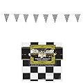 Checkered Flag - RACING Decorations 100' PENNANTS & Tablecloth 54" x 108" - RACE CAR Party Event DECOR Banners NASCAR