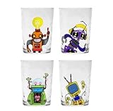 Space Robot Children's Drinking Glasses / Kids Tumblers, Set of 4 - 7 oz cups