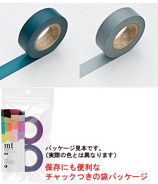 マスキングテープ2コセット　ボトルグリーン×薄縹（うすはなだ） （MT02P006） kamoi mtシリーズ／2P