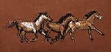 Leather Small Shoulder Bag with horse Embroidery 3 Running Horses Dark Brown Leather