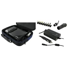 rooCASE 4n1 Netbook Carrying Bag with AC Home / DC 12v Car / Airplane Charger for Acer Aspire One AO533-23923 10.1-inch (Classic Series - Dark Blue)
