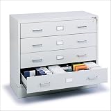 Safco Four-Drawer Computer Disk/Data Cabinet, 37W X17-3/8D X 27-3/4H, Lt Gy