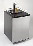 Quarter or Half Keg Beer Dispenser with Decorative Black Cabinet Polished Chrome Tower and Polished Chrome Safety Rail on Molded
