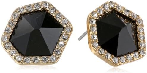 Black Hexagon and Pyramid Rhinestone Earrings
