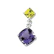 14K White Gold Amethyst, Peridot and Diamond Pendant