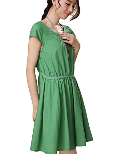 (ディーコッテ)D'Kotte リネン ワンピース ドレス 半袖 春 夏 ミニ 丈 ゆったり 膝丈 ミディアム 大きい サイズ ワンピ レディース チュニック neay125