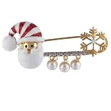 Santa Claus Faux Pearl And Rhinestone Pin Brooch
