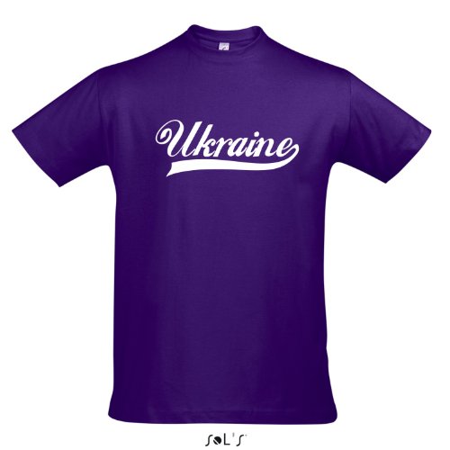 T-Shirt Ukraine Oldschool LÄNDERSHIRT EM / WM FAN Trikot S-XXL , Dark purple – weiß , S