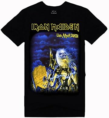 Plusasa Men's Rock Band Iron Maiden After Death Classic Printed Casual T-shirt, Black Medium