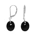 Sterling Silver Cabachon Onyx Leverback Earrings