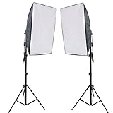 RPGT® 125 W Ein Paar 50 x 70 cm Soft Box Set Studioleuchte Softbox Fotolampe with 2m Lampenstativ Tripod